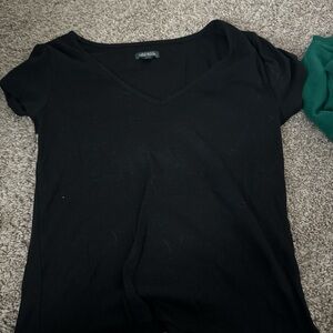 Black V-Neck Women's Top